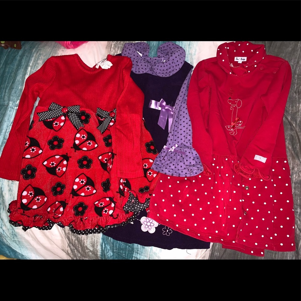 Bundle of 3 Girls size 4T Long sleeved dresses